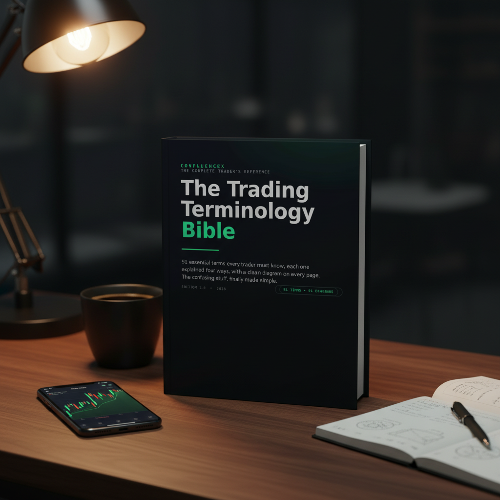 The Trading Terminology Bible, premium edition on a trader's desk